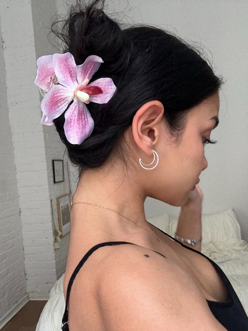 Pink Orchid Flower Claw Clip Y2K Coquette Hair Accessory